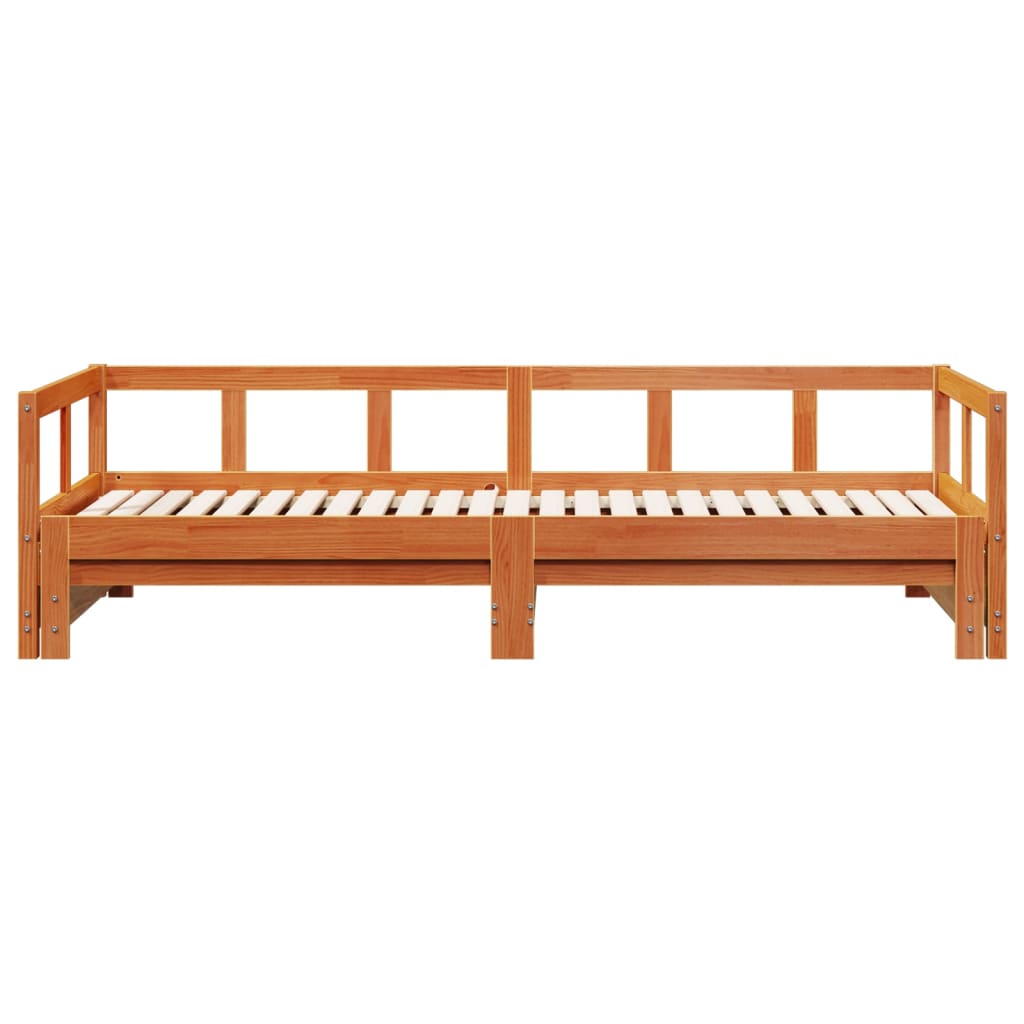 Seng med madrass voksbrun 90x200 cm heltre furu