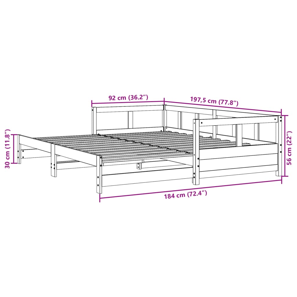 Dagseng uten madrass voksbrun 90x190 cm heltre furu