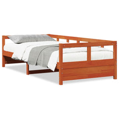 Seng med madrass voksbrun 90x200 cm heltre furu