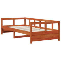 Seng med madrass voksbrun 90x200 cm heltre furu