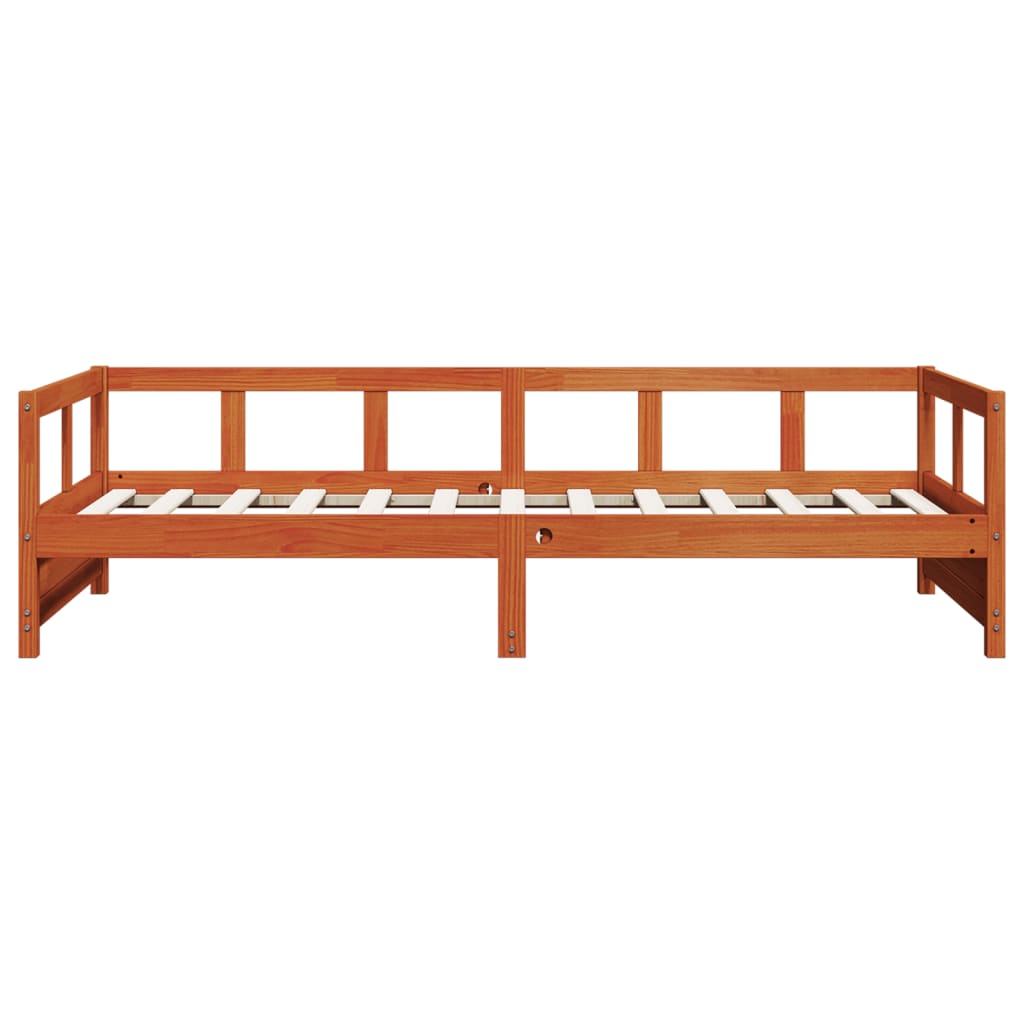 Seng med madrass voksbrun 90x200 cm heltre furu