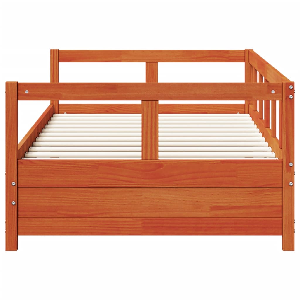 Seng med madrass voksbrun 90x200 cm heltre furu
