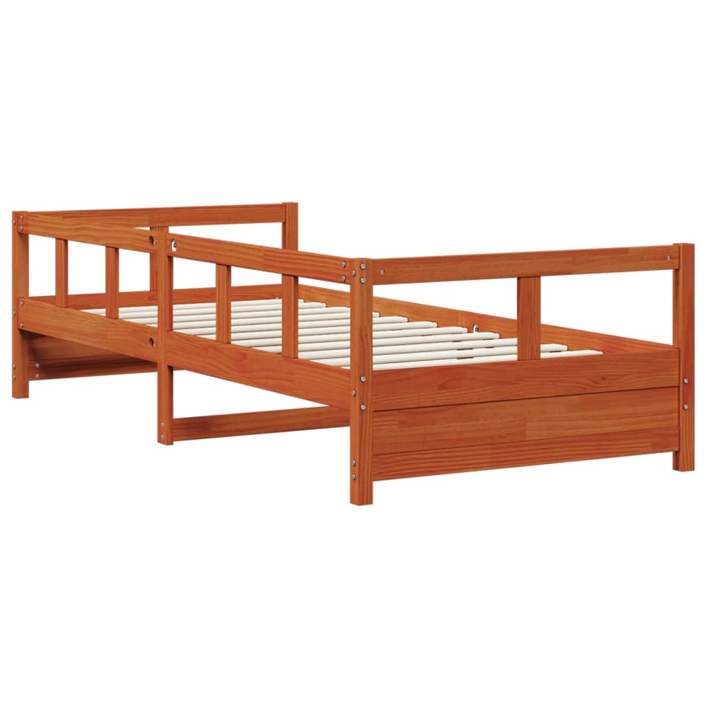 Seng med madrass voksbrun 90x200 cm heltre furu