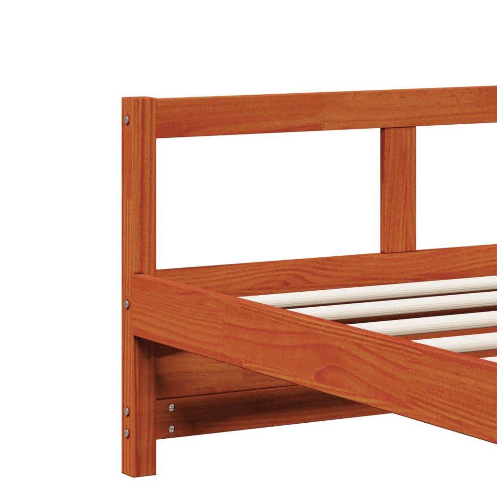 Seng med madrass voksbrun 90x200 cm heltre furu