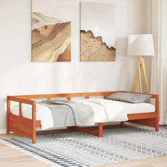 Seng med madrass voksbrun 90x200 cm heltre furu