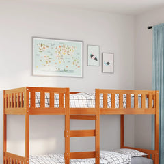Barneseng med madrass voksbrun 90x200 cm heltre furu