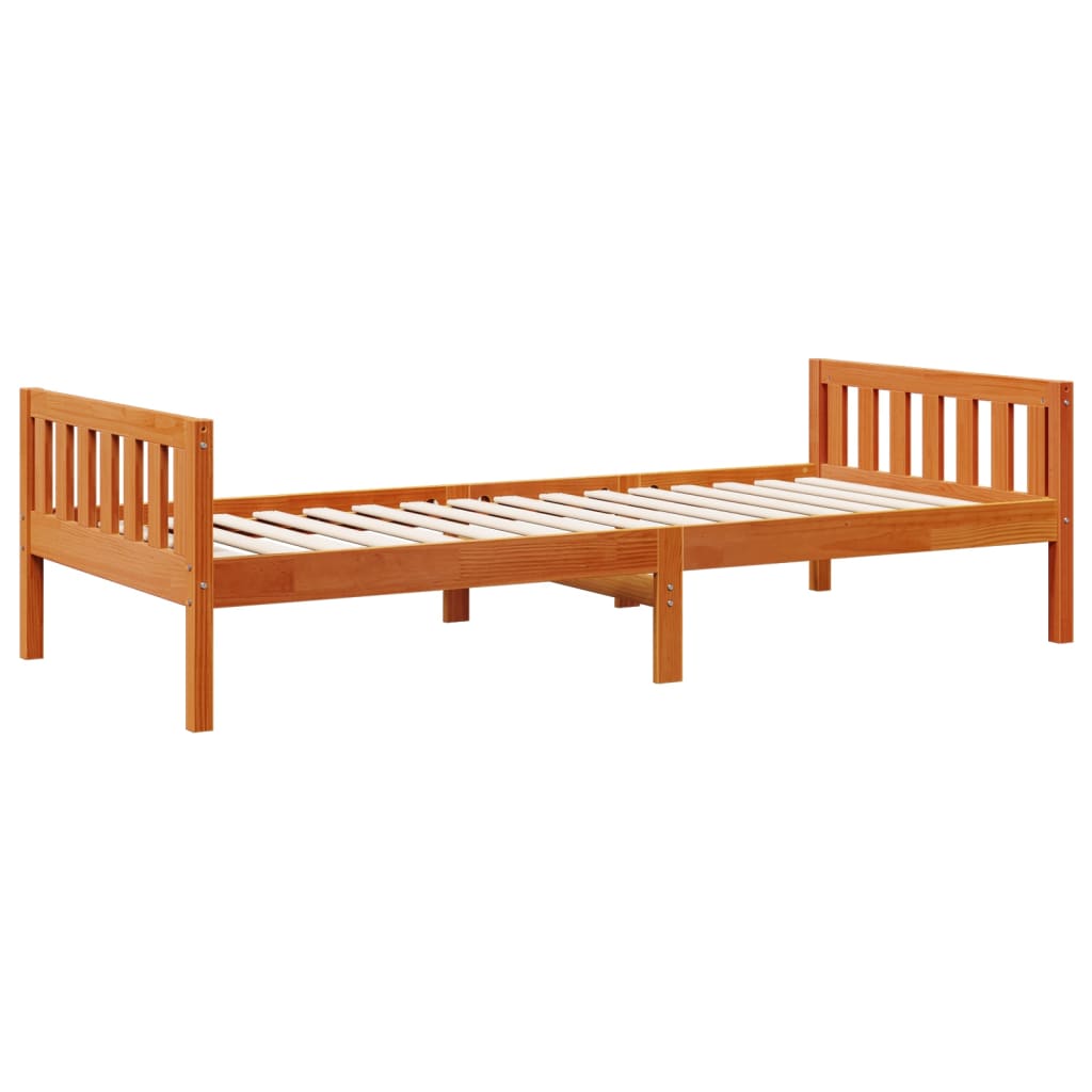 Barneseng uten madrass voksbrun 75x190 cm heltre furu