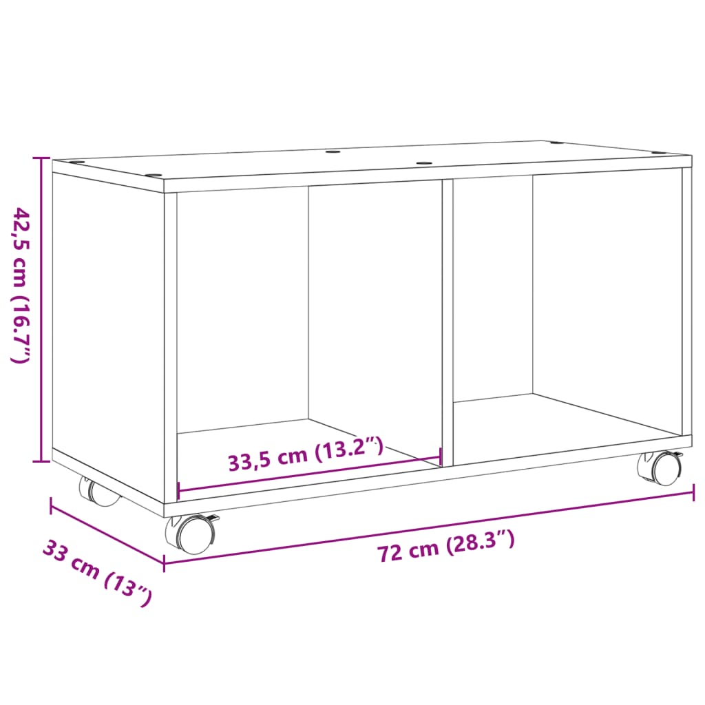Rulleskap brun eik 72x33x42,5 cm konstruert tre