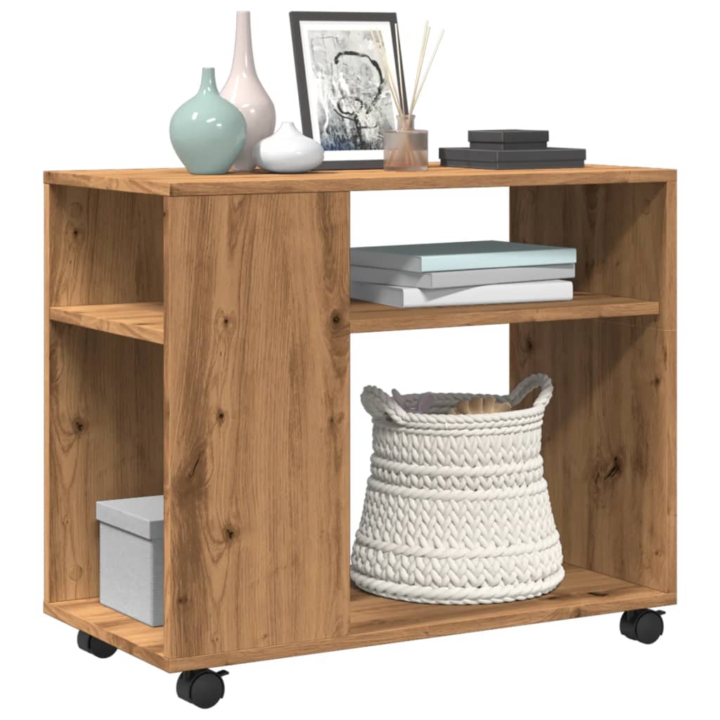 Sidebord med hjul artisan eik 70x35x60 cm konstruert tre