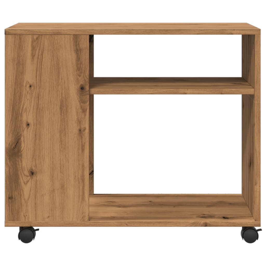 Sidebord med hjul artisan eik 70x35x60 cm konstruert tre