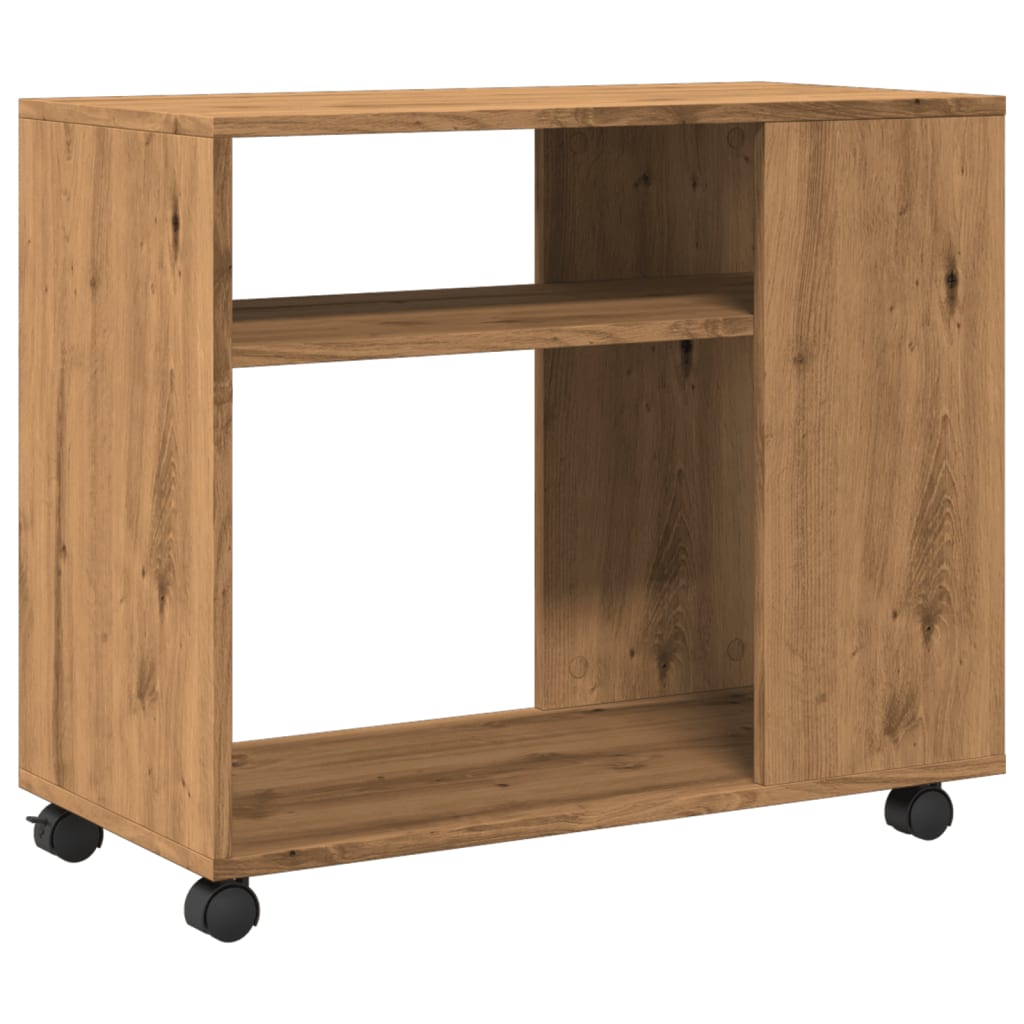 Sidebord med hjul artisan eik 70x35x60 cm konstruert tre