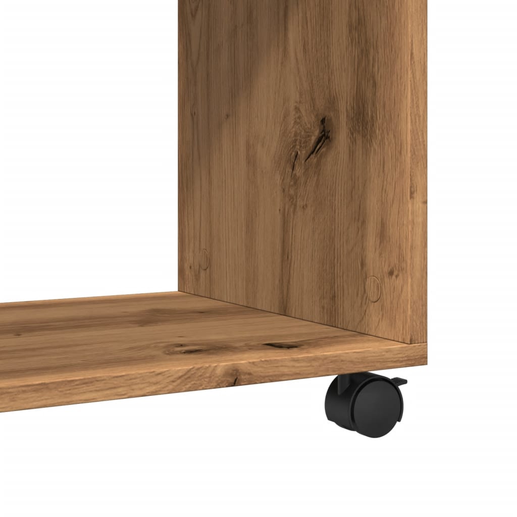 Sidebord med hjul artisan eik 70x35x60 cm konstruert tre