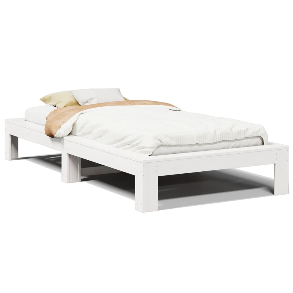 Sengeramme uten madrass hvit 75x190 cm heltre furu