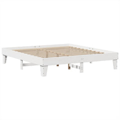Sengeramme med madrass hvit 200x200 cm heltre furu