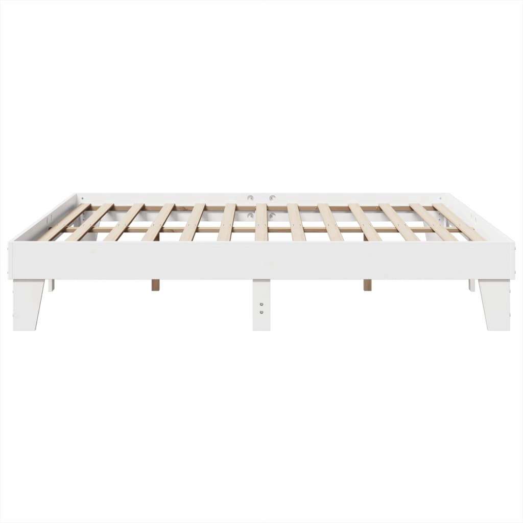 Sengeramme med madrass hvit 200x200 cm heltre furu