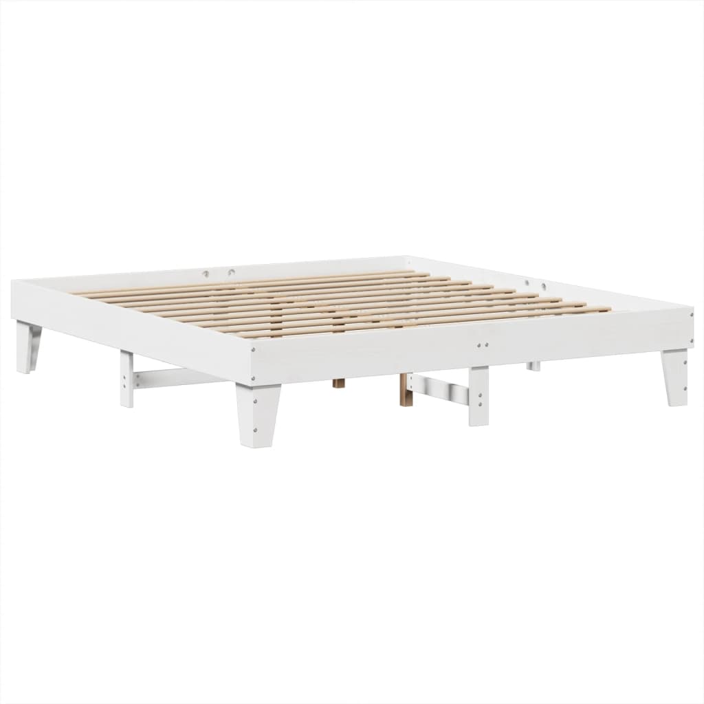 Sengeramme med madrass hvit 200x200 cm heltre furu