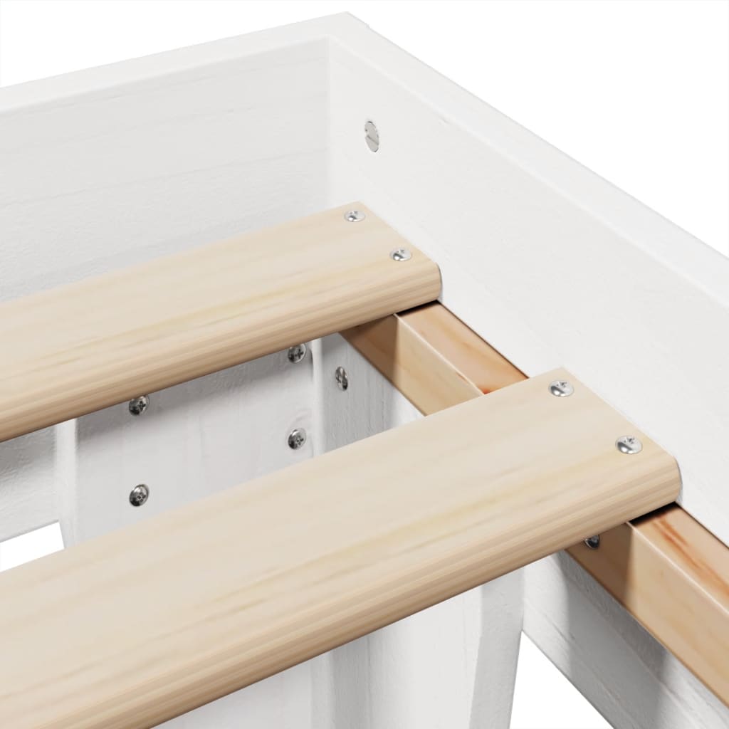 Sengeramme med madrass hvit 200x200 cm heltre furu