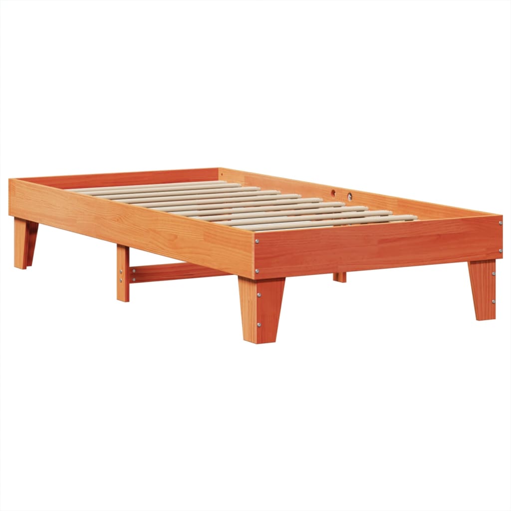 Sengeramme uten madrass voksbrun 100x200 cm heltre furu