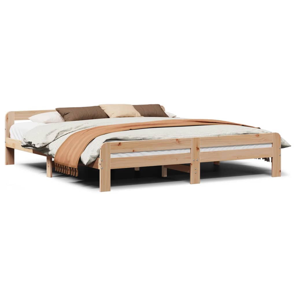 Sengeramme med madrass 200x200 cm heltre furu