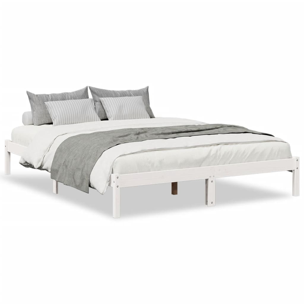 Ekstra lang sengeramme uten madrass hvit 140x210 cm heltre furu