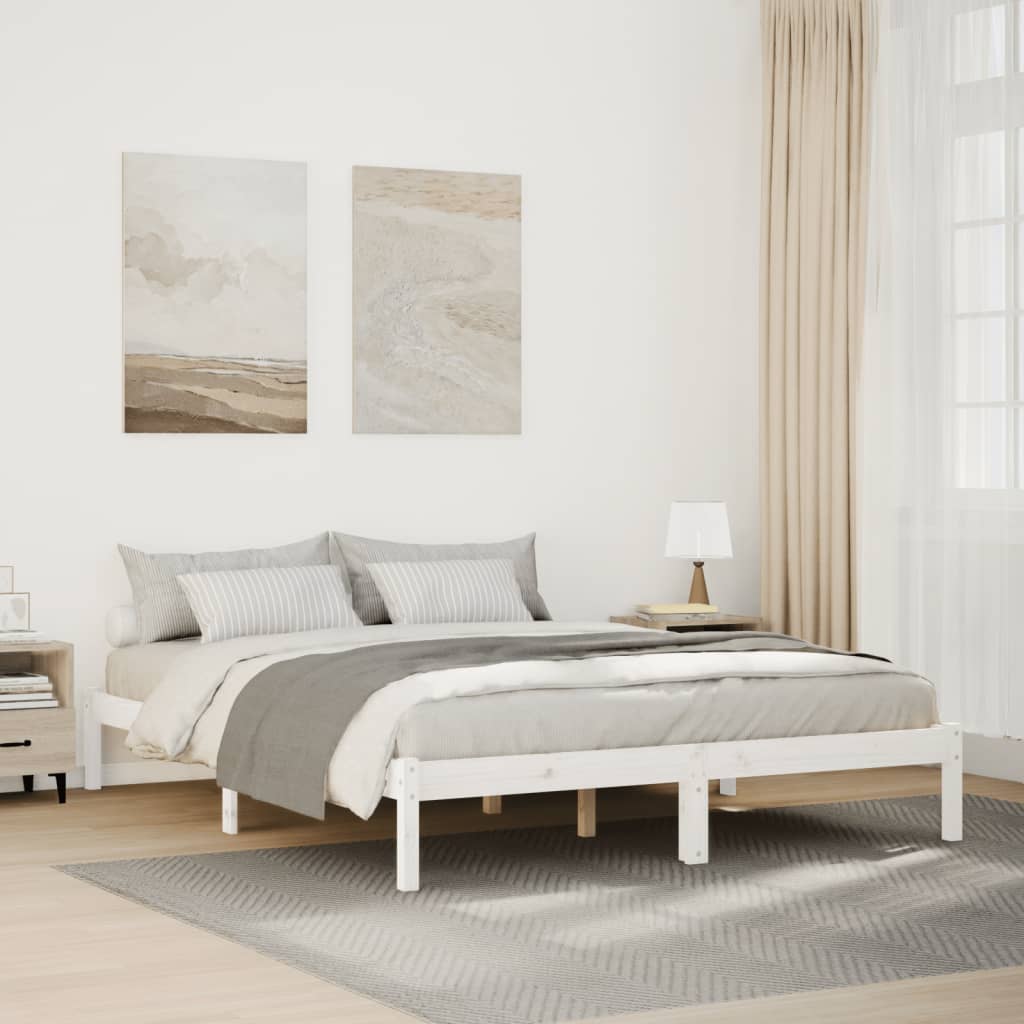 Ekstra lang sengeramme uten madrass hvit 140x210 cm heltre furu