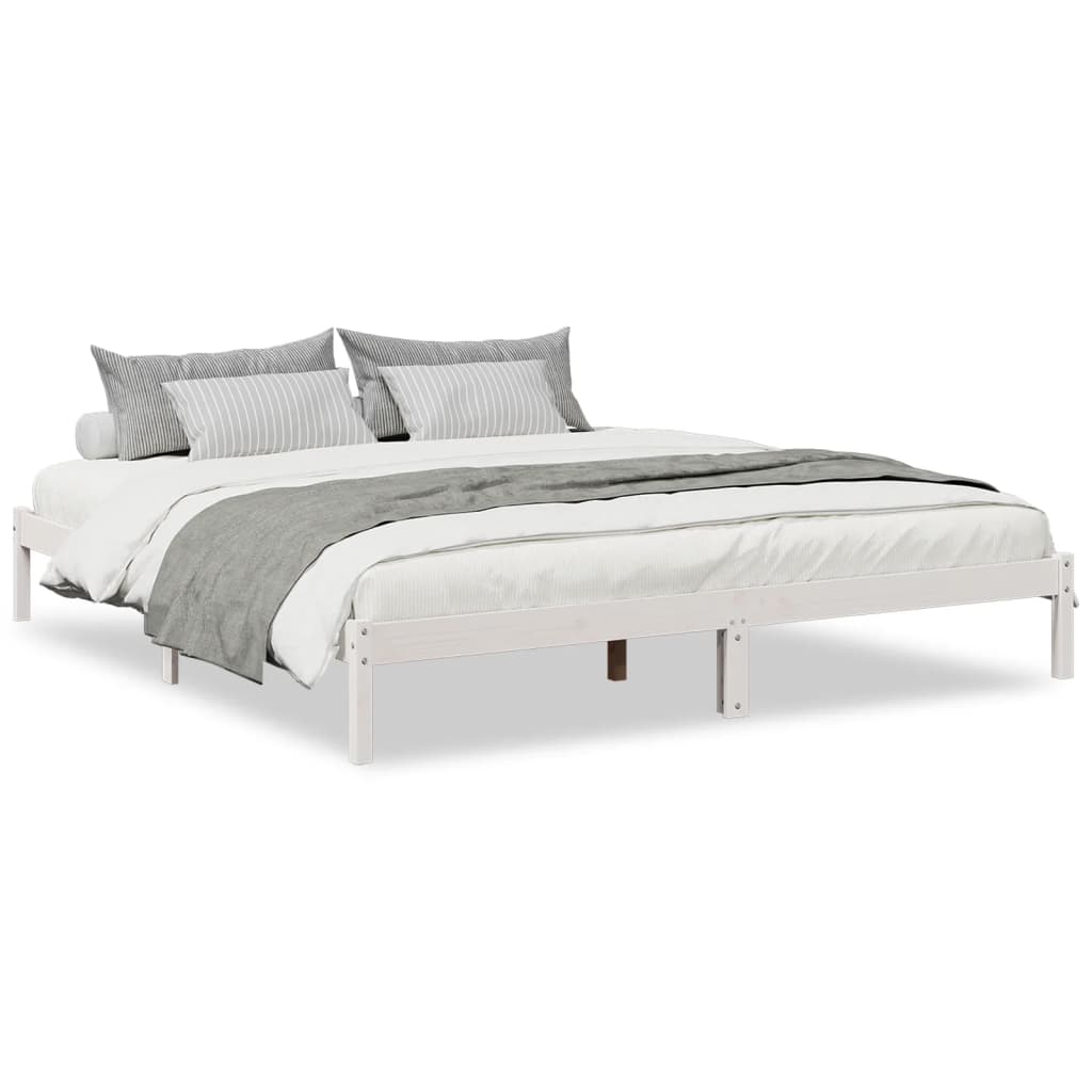 Ekstra lang sengeramme uten madrass hvit 180x210 cm heltre furu