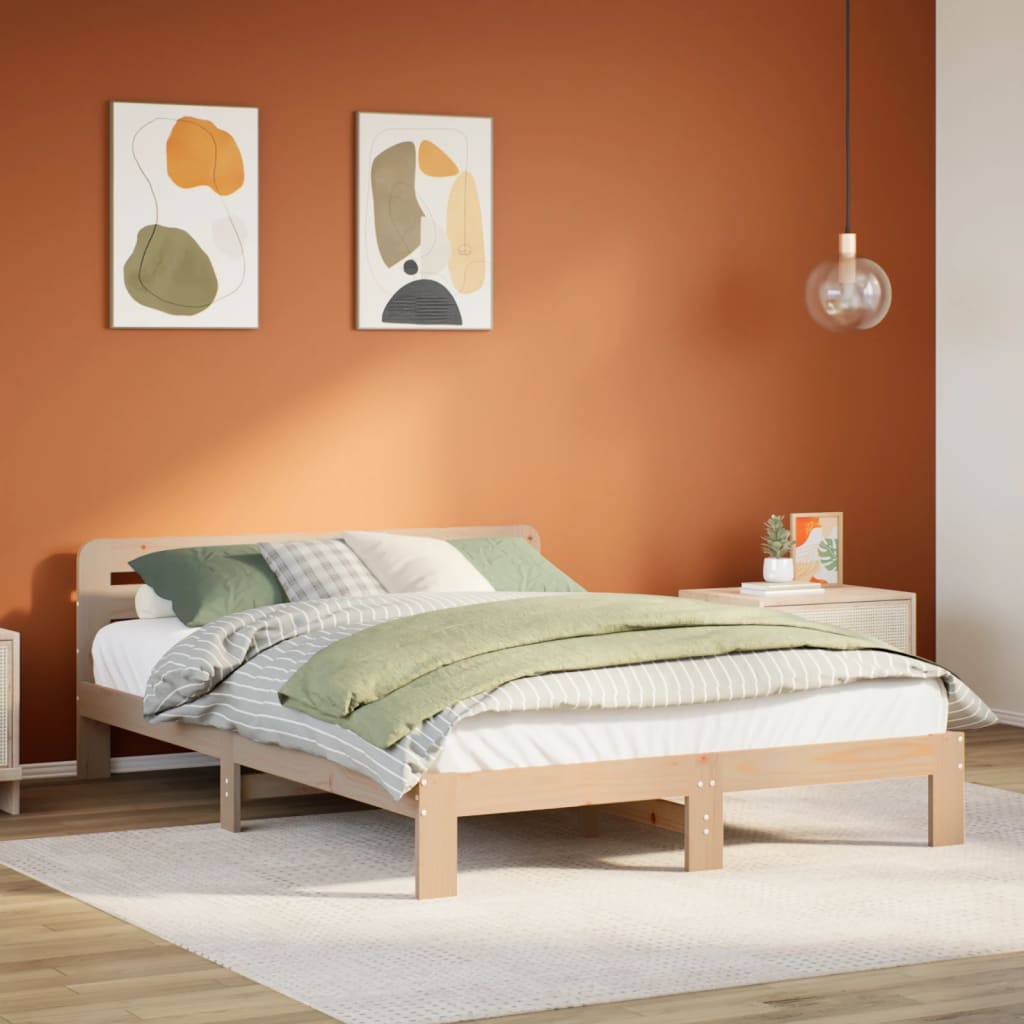 Sengeramme uten madrass hvit 135x190 cm heltre furu
