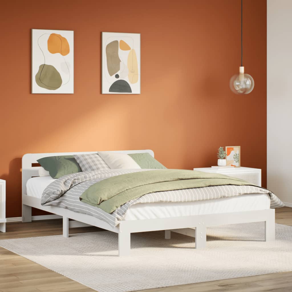 Sengeramme uten madrass hvit 140x190 cm heltre furu