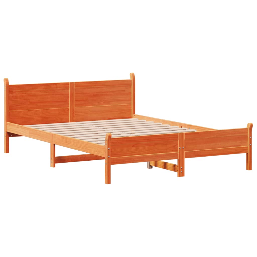 Sengeramme uten madrass voksbrun 140x200 cm heltre furu