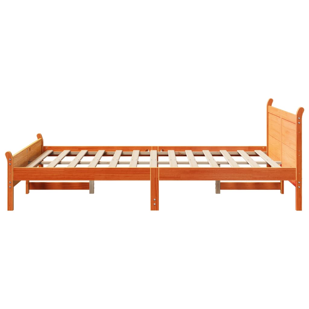 Sengeramme uten madrass voksbrun 140x200 cm heltre furu