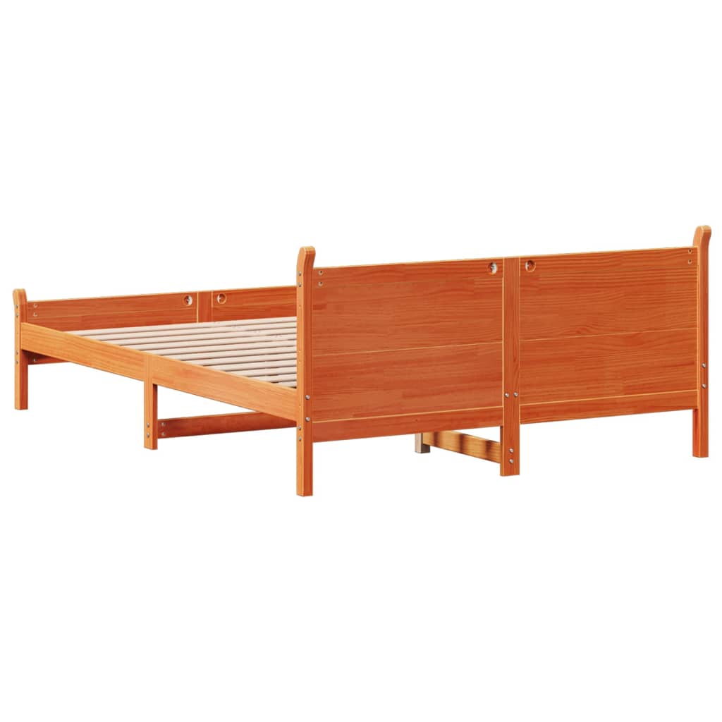 Sengeramme uten madrass voksbrun 140x200 cm heltre furu