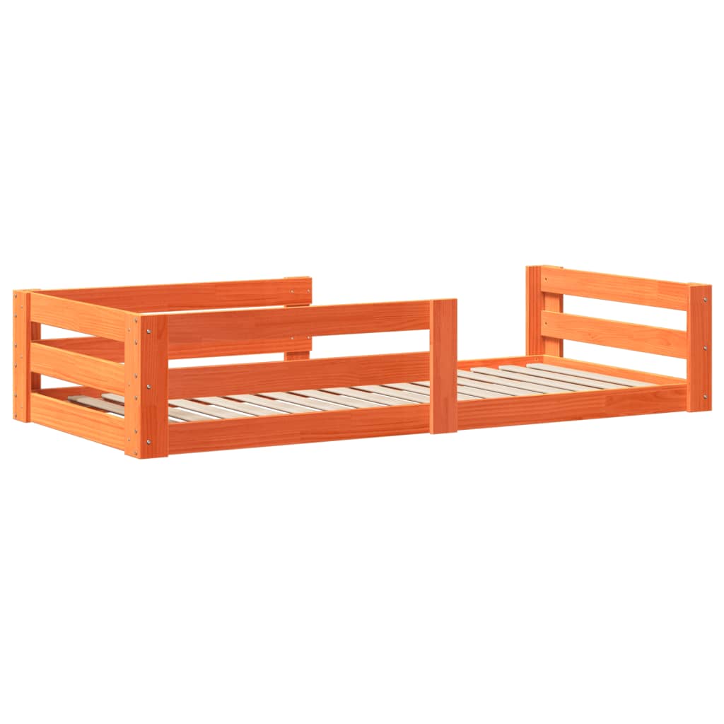 Sengeramme uten madrass voksbrun 80x160 cm heltre furu