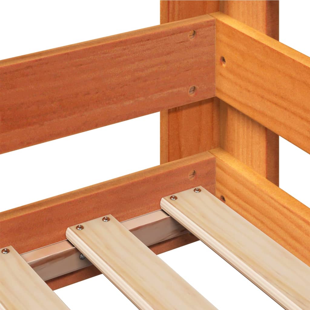 Sengeramme uten madrass voksbrun 80x160 cm heltre furu