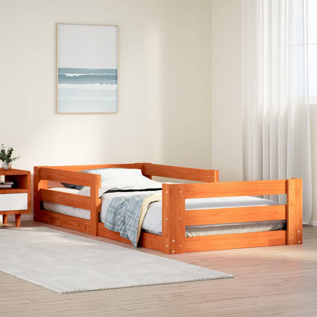 Sengeramme uten madrass voksbrun 80x160 cm heltre furu