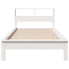 Seng med bokhylle uten madrass hvit 100x200 cm heltre furu