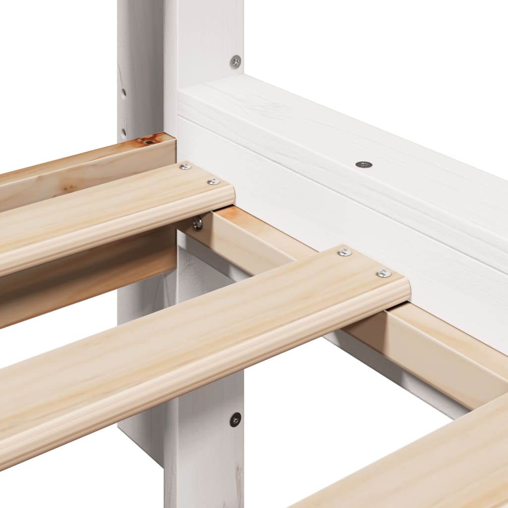 Seng med bokhylle uten madrass hvit 100x200 cm heltre furu
