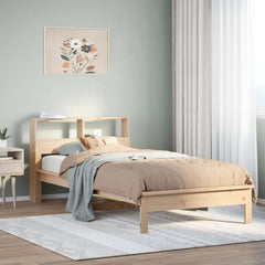 Seng med bokhylle uten madrass 90x200 cm heltre furu
