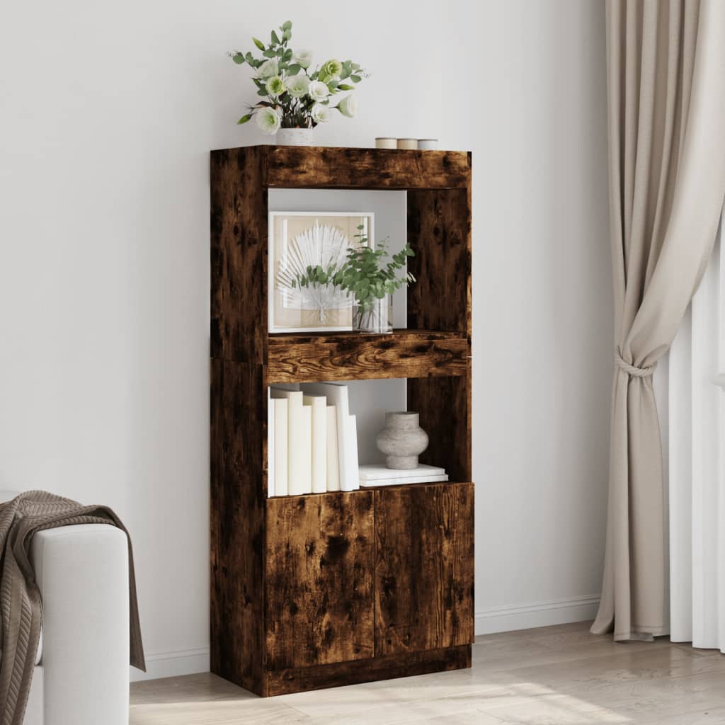 Highboard røkt eik 63x33x140 cm konstruert tre