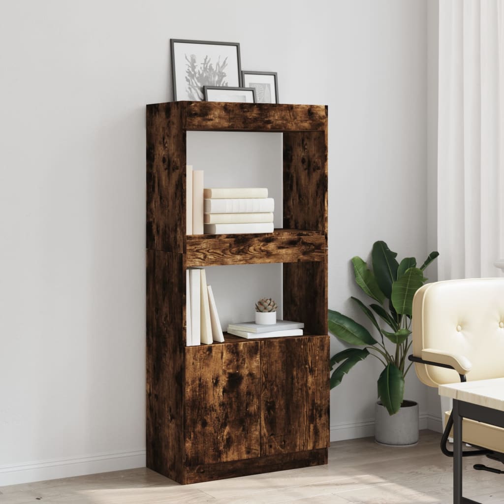 Highboard røkt eik 63x33x140 cm konstruert tre