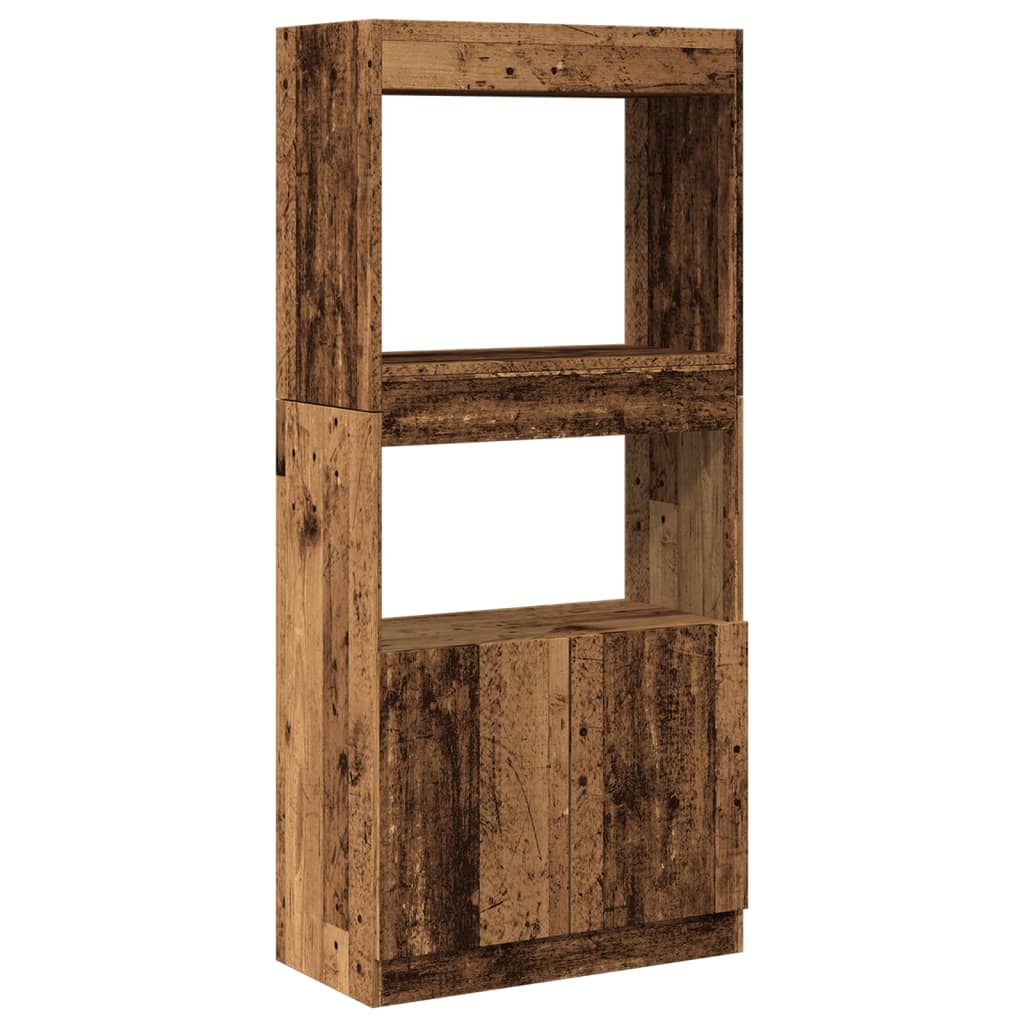 Highboard gammelt tre 63x33x140 cm konstruert tre