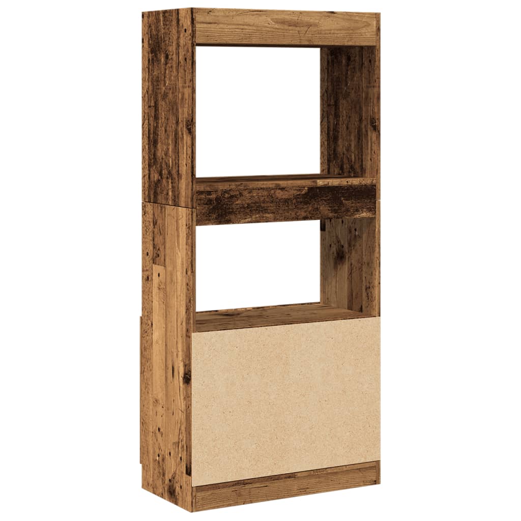 Highboard gammelt tre 63x33x140 cm konstruert tre