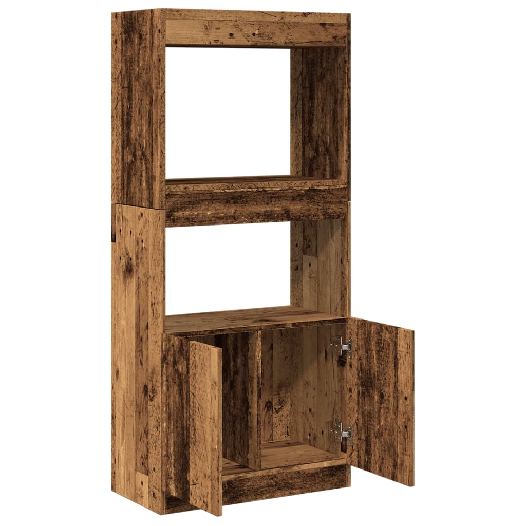 Highboard gammelt tre 63x33x140 cm konstruert tre