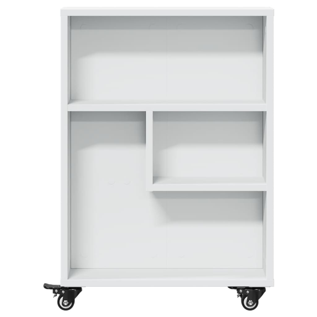 Smal oppbevaringsvogn hvit 48x13x68 cm konstruert tre
