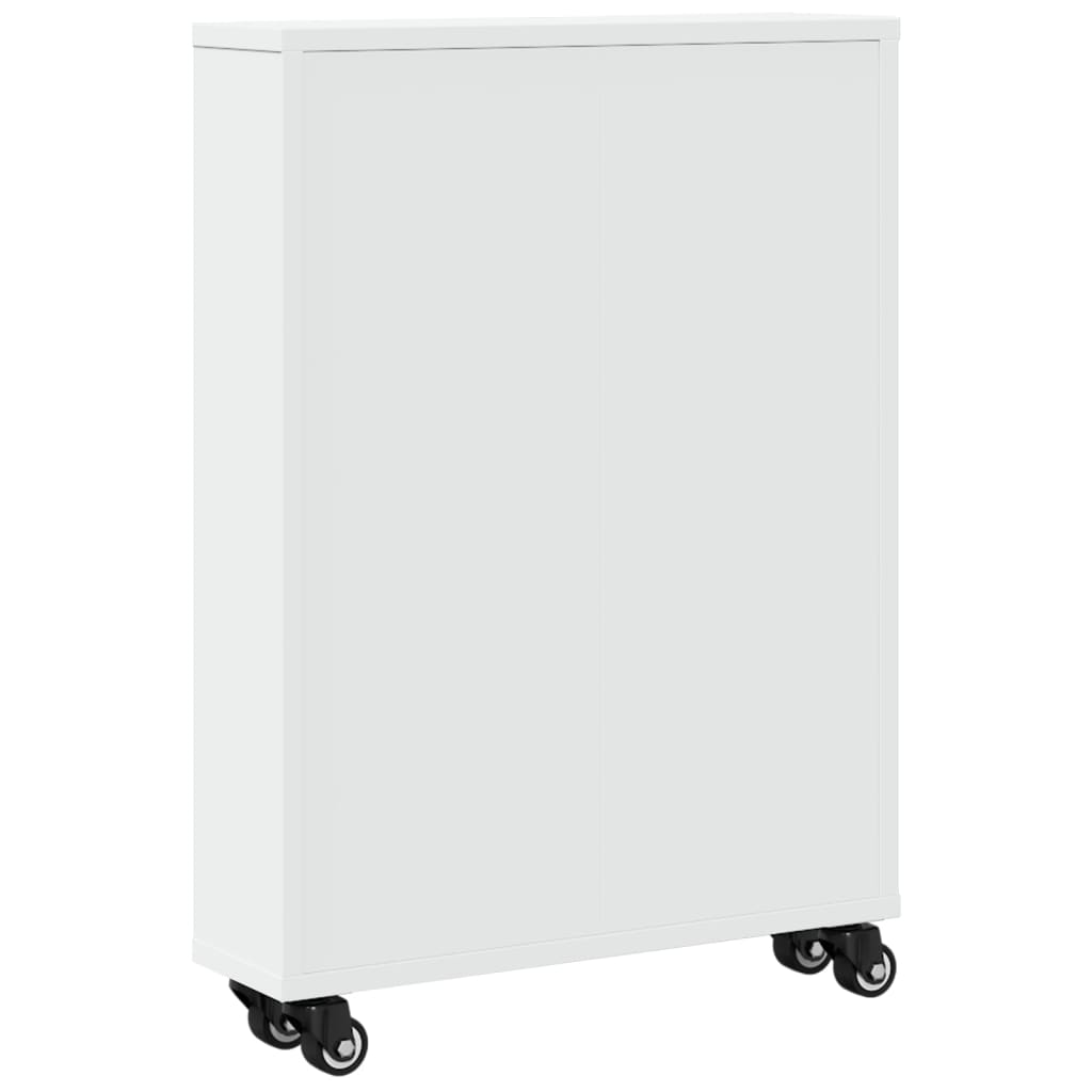 Smal oppbevaringsvogn hvit 48x13x68 cm konstruert tre
