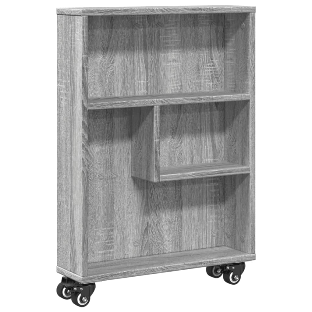Smal oppbevaringsvogn grå sonoma 48x13x68 cm konstruert tre
