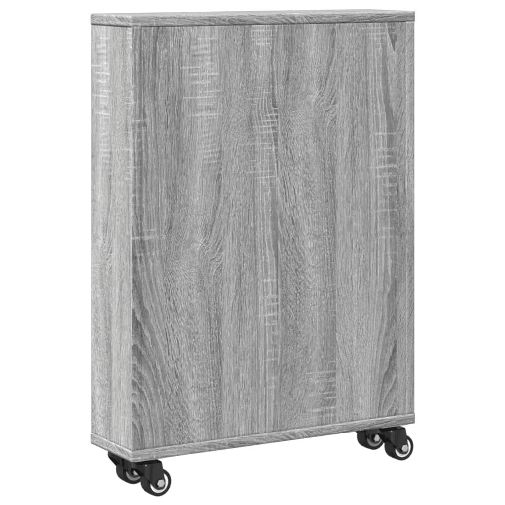 Smal oppbevaringsvogn grå sonoma 48x13x68 cm konstruert tre