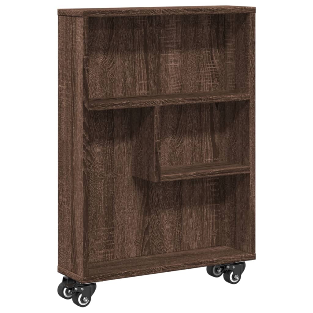 Smal oppbevaringsvogn brun eik 48x13x68 cm konstruert tre