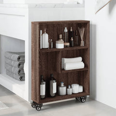 Smal oppbevaringsvogn brun eik 48x13x68 cm konstruert tre