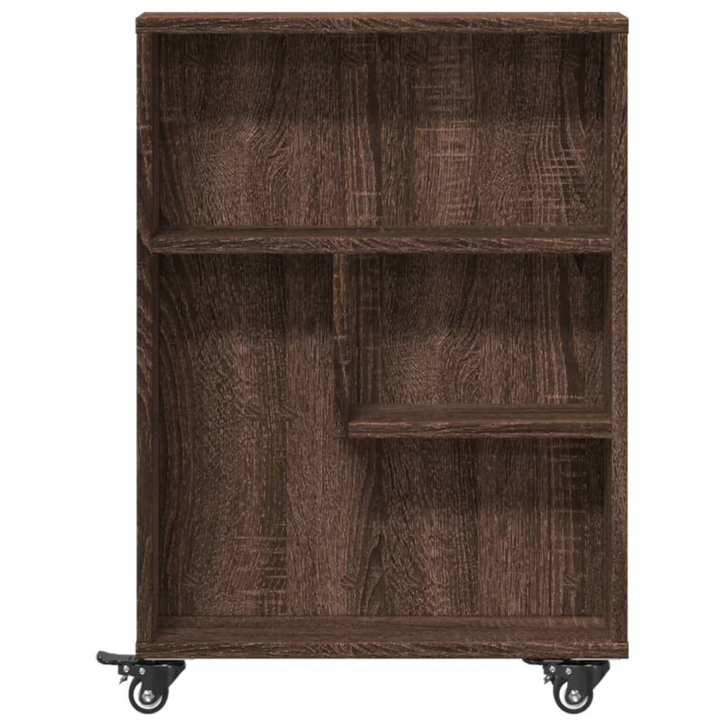 Smal oppbevaringsvogn brun eik 48x13x68 cm konstruert tre