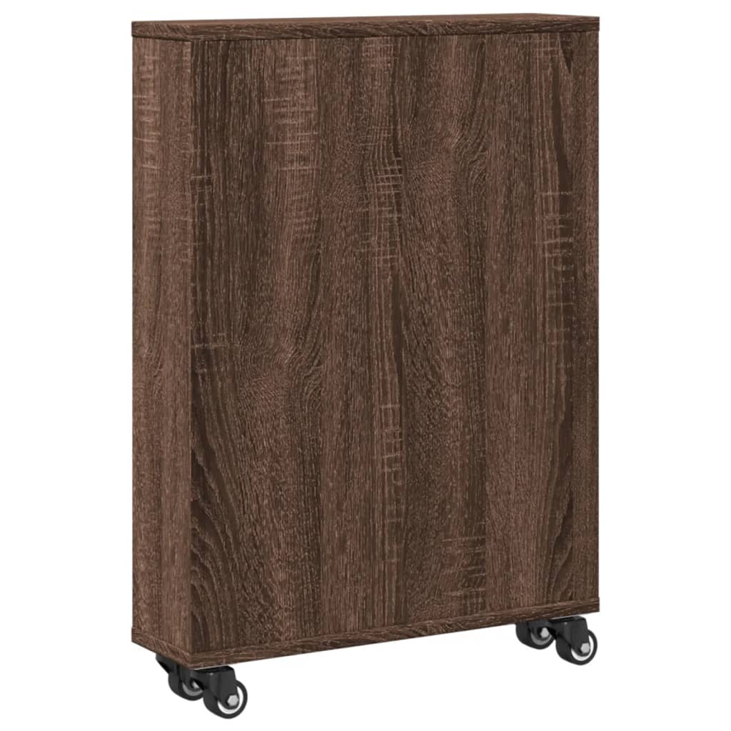 Smal oppbevaringsvogn brun eik 48x13x68 cm konstruert tre